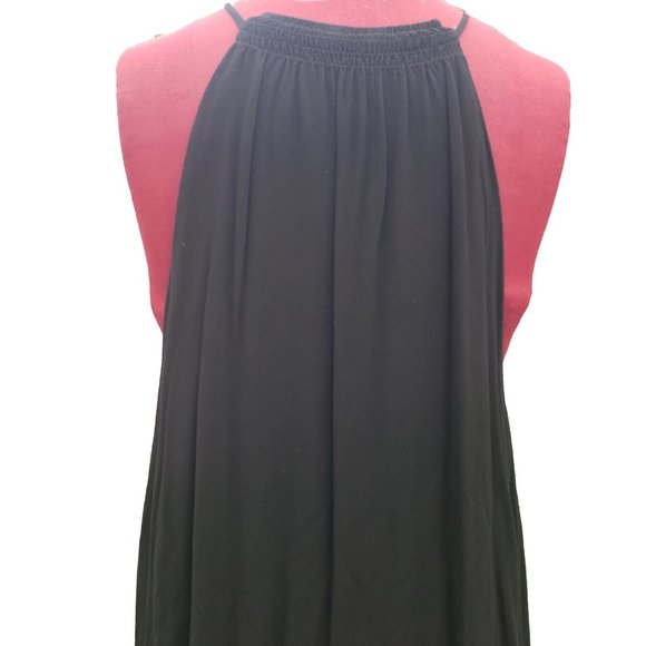 Stillwater Maxi Dress Halter Black Jersey Tie Dye Hem Side Slits Medium - Picture 9 of 12